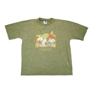 Vintage Green Kangaroo Endangered Purely Australian Clothing Co Tie Dye TShirt L